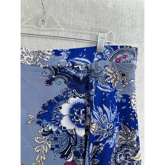 Chicos Womens XL Skirt Pull On Handkerchief Stretch Floral Paisley  Blue Red - Picture 4 of 5
